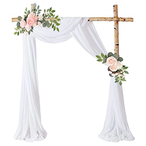 Hochzeit Vorhang Weiß Hochzeitsbogen Drapierstoff Tüllstoff, Chiffon Stoff Vorhänge Tülldekostoff Hochzeit Bogenvorhäng, Foto Hintergrundvorhang Für Arbor Hochzeit Torbogen Zeremonie Party Dekor von FYBlossom