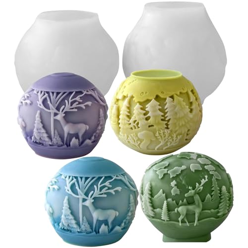 Weihnachtsbaum Silikonform 3D Silikon Weihnachten Kerzenform, DIY Weihnachtsbaum Kerzengießform Kerzenherstellung, Kerzenformen Zum Gießen Weihnachten Deko Für Aromatherapie, Schokolade (Stil J) von FYBlossom