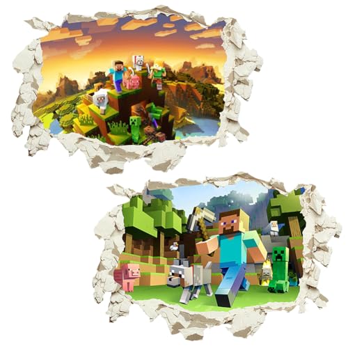 Minnecraft Wandaufkleber, 3D Wandsticker Minnecraft Wandüber Wall Art Wandtattoo Selbstklebend, Minnecraft Wandaufkleber für Kinderzimmer Wohnzimmer Wanddekoration 2pcs Minnecraft Wandaufkleber, 3D Wandsticker Minnecraft Wandüber Wall Art Wandtattoo Selbstklebend, Minnecraft Wandaufkleber für Kinderzimmer Wohnzimmer Wanddekoration 2pcs von FYDZBSL