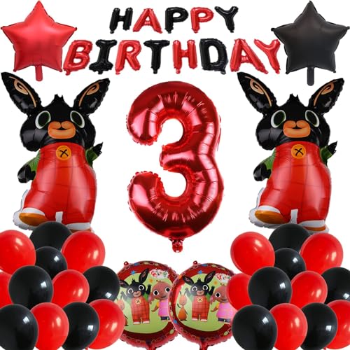 Bunny Geburtstag Luftballon，Bunny zum 3.Geburtstagsdeko Luftballon Party Deko,Bunny Luftballon Party Dekoration,3 Jahre Luftballon Deko Kindergeburtstag,Party Luftballon Deko Geburtstag Set von FYFLYMT