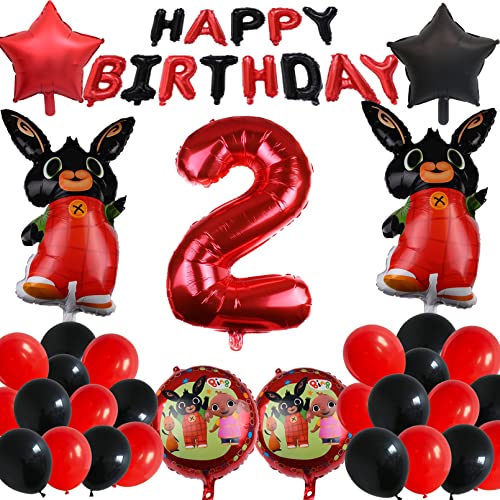 Bunny zum 2.Geburtstag Luftballon，Bunny Geburtstagsdeko Luftballon Party Deko,Bunny Luftballon Party Dekoration,2 Jahre Deko Kindergeburtstag,Party Luftballon Deko Geburtstag Set von FYFLYMT