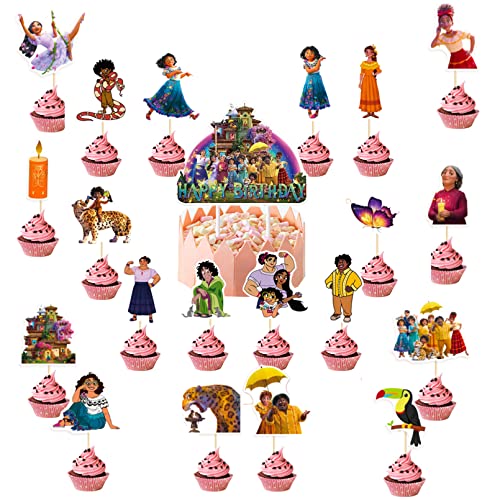 Encanto kuchen deko,21 Stück Encanto Tortendeko Geburtstagsdeko,Encanto Cupcake Topper,Encanto Kinderparty-Geburtstags-Kuchen-Deko,Kuchen Topper Für Babypartys von FYFLYMT