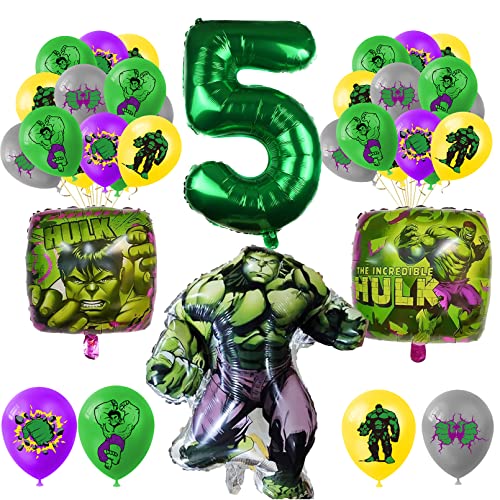 The Hulk zum 5.Geburtstag Luftballon，The Hulk Luftballon Party Deko,Hulk 5 Jahre Party Luftballon Dekoration Set,5 Jahre Deko Kindergeburtstag,Luftballon Deko Hulk Geburtstag Party Set von FYFLYMT