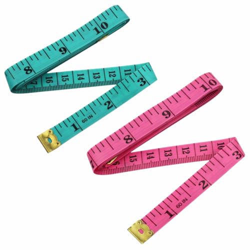 Maßband (2er-Pack) für Körpermaße, doppelseitiges weiches Nähen, 60 Zoll & 150 cm, Schneiderband für Kleidung, mehrfarbige Packung (Grün & Rosa) von FYHJNC