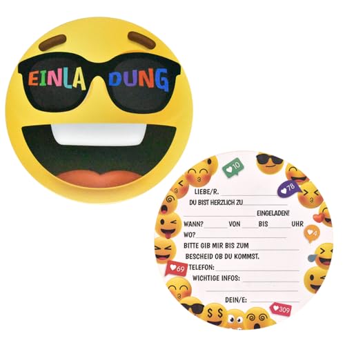 FYJCXCMP 12 Smiley Einladungskarten Kindergeburtstag ohne Umschlag Witzige Rund Ausdruck Einladung runde Einladung für Jungs und Mädchen Geburtstag FYJCXCMP 12 Smiley Einladungskarten Kindergeburtstag ohne Umschlag Witzige Rund Ausdruck Einladung runde Einladung für Jungs und Mädchen Geburtstag von FYJCXCMP