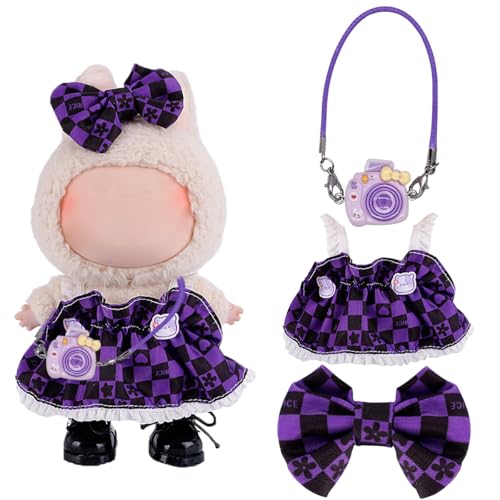 FYJCXCMP 17cm Plüsch Bekleidung Mini Kuscheltier Kleidung mitKopfschmuck einteiliger Rock Dekoration Anhänger Ideales Kinder Geschenk Enthält Keine Puppen (labubu Stoffkleidung 3) von FYJCXCMP