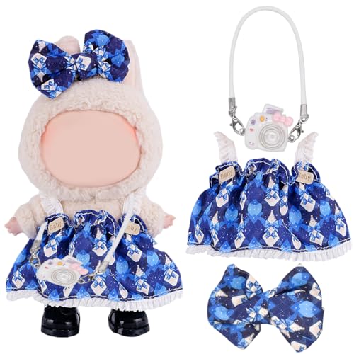 FYJCXCMP 17cm Plüsch Bekleidung Mini Kuscheltier Kleidung mitKopfschmuck einteiliger Rock Dekoration Anhänger Ideales Kinder Geschenk Enthält Keine Puppen (labubu Stoffkleidung 5) von FYJCXCMP