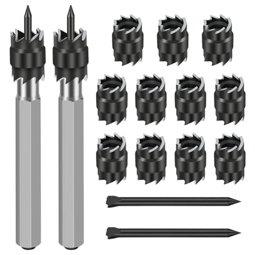 FYOBOT 15er-Pack Rotierende Punktschweißschneider-Sets, Doppelt, 3/8 HSS-Punktschweißschneider-Entferner, Bohrer, Sechskant-Blechlochschneider-Entferner von FYOBOT