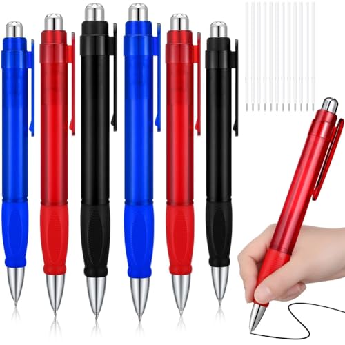 FYOBOT 6 Stück Große Stifte, Jumbo-Stifte, Großpackung mit Nachfüllungen, Extra Große Kugelschreiber, Schwarze Tinte, Fat Pens, Riesenstift, Übergröße, Einziehbar von FYOBOT