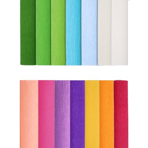 14 Farben Krepppapier 25x250cm Bunt Zum Bänder Crepe Paper Schultüten-Ummantelung und Dekorative Party Streamer Blume DIY Kits für Weihnachten, Papierhandwerk von FYOJAIC