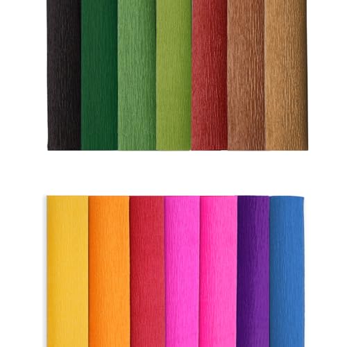 14 Farben Krepppapier 25x250cm krepppapier Bunt Zum Bunt Bänder Crepe Paper Schultüten-Ummantelung und Dekorative Party Streamer Blume DIY Kits für Weihnachten, Papierhandwerk -Leuchtend sortiert 14 Farben Krepppapier 25x250cm krepppapier Bunt Zum Bunt Bänder Crepe Paper Schultüten-Ummantelung und Dekorative Party Streamer Blume DIY Kits für Weihnachten, Papierhandwerk -Leuchtend sortiert von FYOJAIC