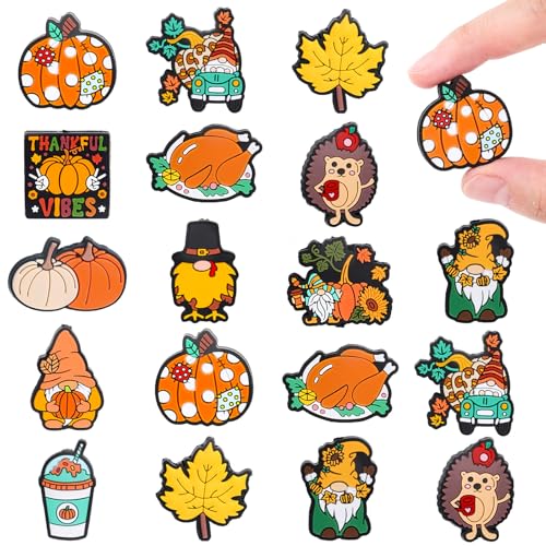 FYSUIMU 12 Stück Herbst-Silikon-Focal-Perlen, Orange, Herbst-Zwerg, Kürbisblätter, Silikonperlen, Erntedankfest, lose Gummiperlen für Bastelarbeiten, Stifte, Schlüsselanhänger von FYSUIMU