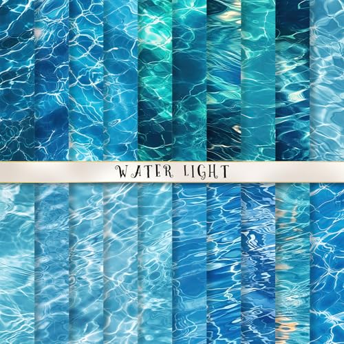 FYSUIMU 40 Blatt Ozeanwellen Muster Papier Blau Meer Scrapbook Spezialpapier doppelseitig für Sommer Strand DIY Handwerk Kartenherstellung Fotoalbum Dekor 15,2 x 15,2 cm von FYSUIMU