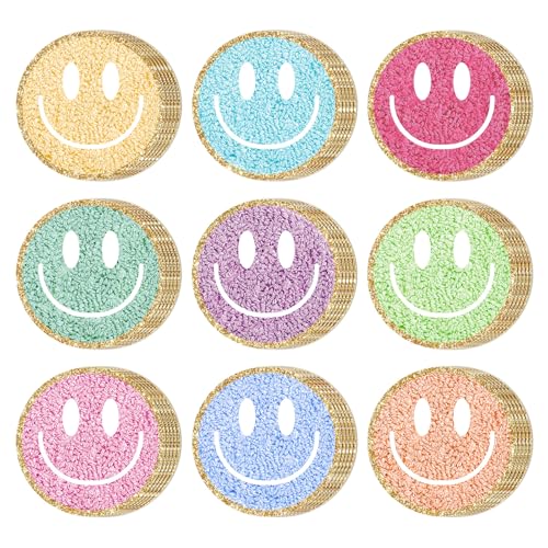 FYSUIMU 45 Stück Boho Smile Cutouts Groovy Happy Face Cut-Outs Farbige adrette Papierschneiden mit 100 Stück Klebepunkten für DIY Handwerk Schulanfang Klassenzimmer Pinnwand von FYSUIMU