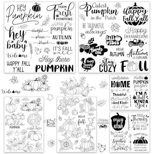 FYSUIMU 6 Blatt transparente Stempel für Herbst Thanksgiving Kürbis Türkei Grußworte Silikon Transparent Stempel für Herbst DIY Handwerk Kartenherstellung Scrapbooking Prägung Album Dekor FYSUIMU 6 Blatt transparente Stempel für Herbst Thanksgiving Kürbis Türkei Grußworte Silikon Transparent Stempel für Herbst DIY Handwerk Kartenherstellung Scrapbooking Prägung Album Dekor von FYSUIMU