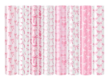 FYSUIMU 8 Bögen rosa Schleife Wärmetransfer Vinyl Kokette Schleife zum Aufbügeln Vinyl Trendy DIY Handwerk HTV für Party T-Shirts Kleidung Stoff, 24 x 30 cm FYSUIMU 8 Bögen rosa Schleife Wärmetransfer Vinyl Kokette Schleife zum Aufbügeln Vinyl Trendy DIY Handwerk HTV für Party T-Shirts Kleidung Stoff, 24 x 30 cm von FYSUIMU