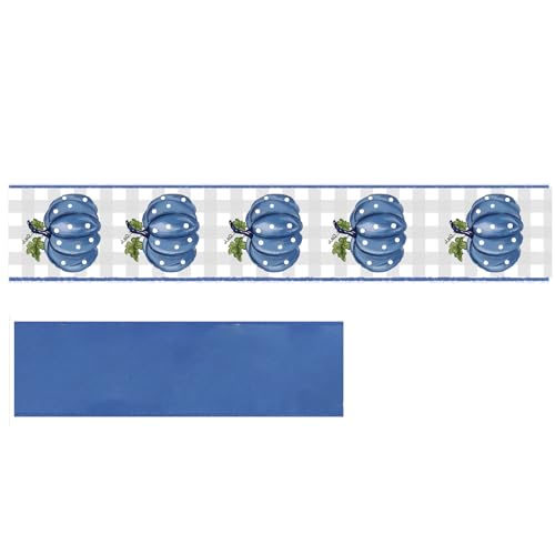 FYSUIMU Band mit Drahtrand, 6,3 cm, kariert, gepunktet, Kürbisblau, Stoff, Bastelband für Schleife, Kranz, Geschenkverpackung, Herbst, Erntedankfest, Party, Heimdekoration, 2 Rollen, 20 Meter FYSUIMU Band mit Drahtrand, 6,3 cm, kariert, gepunktet, Kürbisblau, Stoff, Bastelband für Schleife, Kranz, Geschenkverpackung, Herbst, Erntedankfest, Party, Heimdekoration, 2 Rollen, 20 Meter von FYSUIMU
