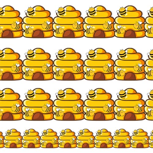 FYSUIMU Cartoon-Bienen-Bordüre, niedliche gelbe Biene, Waben, gestanzte Bordüre, Rolle für Klassenzimmer, Kreidetafel, Wanddekoration von FYSUIMU