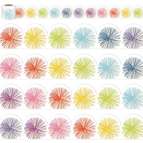 FYSUIMU Feuerwerk Pinnwand Bordüre Glitzer, Blau, Grün, Rot, Rosa, Gelb, Feuerwerk, gestanzte Bordüre, Rolle für Kreidetafel, Wanddekoration, 100 m FYSUIMU Feuerwerk Pinnwand Bordüre Glitzer, Blau, Grün, Rot, Rosa, Gelb, Feuerwerk, gestanzte Bordüre, Rolle für Kreidetafel, Wanddekoration, 100 m von FYSUIMU