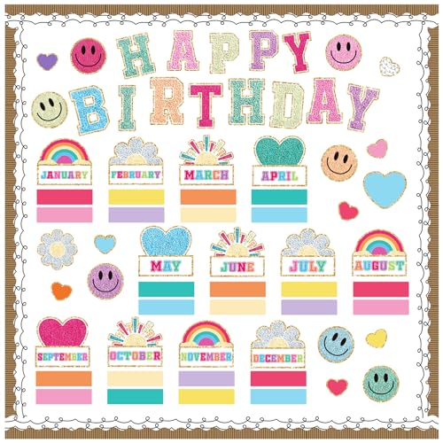 FYSUIMU Groovy Happy Birthday Pinnwand Dekoration Regenbogen Blume Lächeln Gesicht Geburtstag Papierausschnitte mit 200 Stück Klebepunkten für Schulanfang Klassenzimmer Monatskalender 115 Stück FYSUIMU Groovy Happy Birthday Pinnwand Dekoration Regenbogen Blume Lächeln Gesicht Geburtstag Papierausschnitte mit 200 Stück Klebepunkten für Schulanfang Klassenzimmer Monatskalender 115 Stück von FYSUIMU