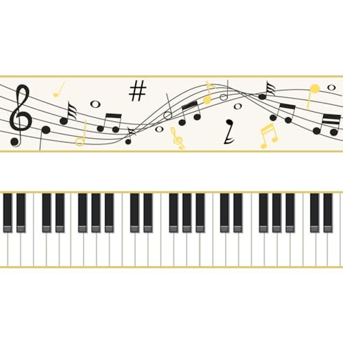 FYSUIMU Musikband mit Drahtrand, 6,3 cm, Musiknoten-Tastatur, Stoffband für Bastelarbeiten, Kranz, Schleife, 20 m FYSUIMU Musikband mit Drahtrand, 6,3 cm, Musiknoten-Tastatur, Stoffband für Bastelarbeiten, Kranz, Schleife, 20 m von FYSUIMU