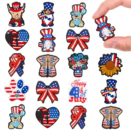 FYSUIMU Patriotische Silikonperlen, Motiv: amerikanische Flagge, 4. Juli, lose Gummiperlen für Unabhängigkeitstag, Basteln, Stift, Schlüsselanhänger, 12 Stück von FYSUIMU