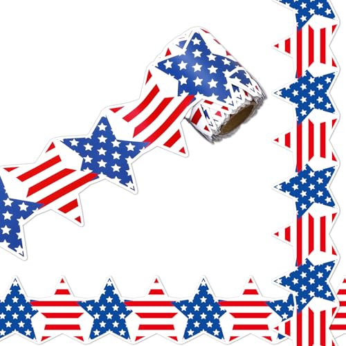 FYSUIMU Patriotische Stern-Pinnwand-Bordüre, rot und blau, 4. Juli, Sternstreifen, gestanzte Bordüre, Rolle für Unabhängigkeitstag, Kreidetafel, Wanddekoration FYSUIMU Patriotische Stern-Pinnwand-Bordüre, rot und blau, 4. Juli, Sternstreifen, gestanzte Bordüre, Rolle für Unabhängigkeitstag, Kreidetafel, Wanddekoration von FYSUIMU
