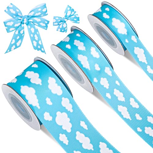 FYSUIMU Ripsband mit Himmelswolken-Motiv, weiß-blau, Stoffband, Geschenkband, für Kranz, Schleife, Urlaub, Party, Dekoration, 1,6 cm, 2,2 cm, 3,8 cm, 13,8 m FYSUIMU Ripsband mit Himmelswolken-Motiv, weiß-blau, Stoffband, Geschenkband, für Kranz, Schleife, Urlaub, Party, Dekoration, 1,6 cm, 2,2 cm, 3,8 cm, 13,8 m von FYSUIMU