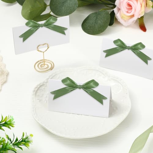 FYSUIMU Tischkarten mit salbeigrünen Bändern, blanko, Zelt-Namenskarten, Sitzzuweisungsetiketten, Schilder für Hochzeit, Geburtstag, Babyparty, 50 Stück FYSUIMU Tischkarten mit salbeigrünen Bändern, blanko, Zelt-Namenskarten, Sitzzuweisungsetiketten, Schilder für Hochzeit, Geburtstag, Babyparty, 50 Stück von FYSUIMU