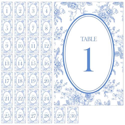 FYSUIMU Tischnummern 1-30 Chinoiserie Blume Tischkarten 10,2 x 15,2 cm Tischnummern-Etiketten für Hochzeit, Geburtstag, Empfang, Party von FYSUIMU