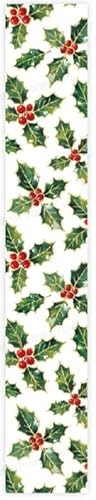 FYSUIMU Weihnachtsband mit Drahtrand, 6,3 cm, 9,1 m, Aquarell, Stechpalmenbeere, Bastelband, Weihnachtsstoff, Wickelbänder für Schleife, Kranz, Urlaub, Party, Heimdekoration von FYSUIMU