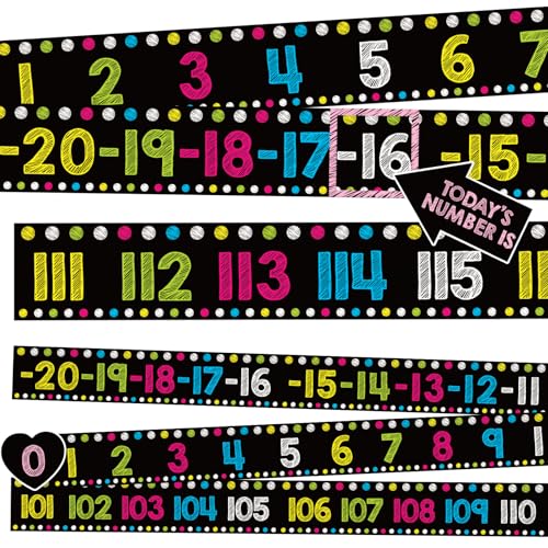 FYSUIMU Zahlenlinien-Pinnwand-Bordüre, 20 bis 120, Mathematik-Lernen, gestanzte Bordüre mit 100 Klebepunkten für Schulanfang, Zuhause, Klassenzimmer, Party, Wanddekoration, 31 Stück FYSUIMU Zahlenlinien-Pinnwand-Bordüre, 20 bis 120, Mathematik-Lernen, gestanzte Bordüre mit 100 Klebepunkten für Schulanfang, Zuhause, Klassenzimmer, Party, Wanddekoration, 31 Stück von FYSUIMU