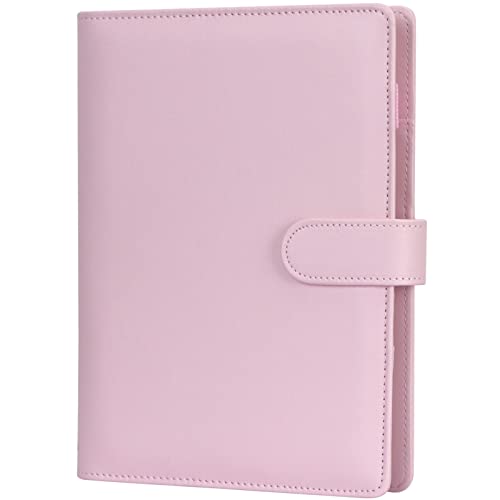 FYY 6 Löcher Binder Notizbuch, A5 PU Leder Loseblatt Notizbuch Binder Notebook,Notizbuch Din A5 Nachfüllbar PVC Binder Taschen/A5 Refill Paper für Filofax Notizen DIY Bullet Journal Skizze,Rosa von FYY