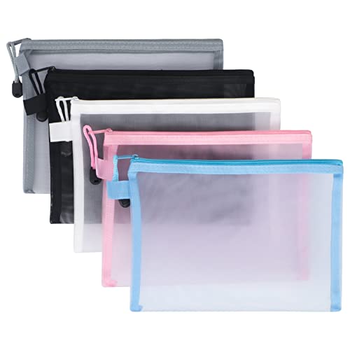 FYY A4 Dokumententasche Reißverschlussbeutel mit Reißverschluss A4 Mesh Zipper Dokumentenmappe Transparent,Reisetasche aus Netzstoff,Zip Mesh Federmäppchen,Aufbewahrungsbeutel für Schule Büro von FYY