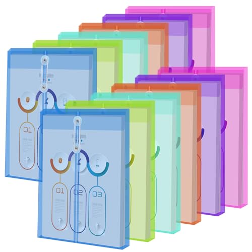 FYY Plastikumschläge A4 Größe mit Knopf und Schnur Krawatte Verschluss, klare erweiterbare Umschläge Datei Dokumente Ordner Projektpapier Organizer für Büro Schule Zuhause Verschiedene Farbe 12-Pack FYY Plastikumschläge A4 Größe mit Knopf und Schnur Krawatte Verschluss, klare erweiterbare Umschläge Datei Dokumente Ordner Projektpapier Organizer für Büro Schule Zuhause Verschiedene Farbe 12-Pack von FYY