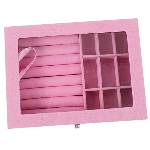 Modische tragbare Schmuckschatulle mit Fenster, Multi-Organizer for Ringe, Ohrringe, Halsketten, Armbänder, staubdicht, stilvolles Design für von FYYYSLKX