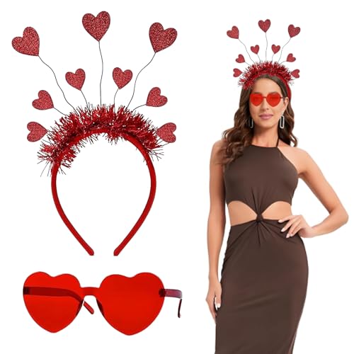 2 Stück Liebe Herz Haarreifen Partybrille Set, Herzherzige Haarreifen, Herz Randlose Sonnenbrille, Herzchen Haarreif Rot Pailletten, für Weihnachten Karneval Valentinstag Hochzeit Party 2 Stück Liebe Herz Haarreifen Partybrille Set, Herzherzige Haarreifen, Herz Randlose Sonnenbrille, Herzchen Haarreif Rot Pailletten, für Weihnachten Karneval Valentinstag Hochzeit Party von FYZSJWL