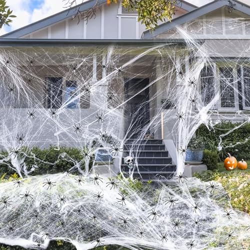 200g Weiß Halloween Spinnennetz Dekoration,Halloween Deko Spinnennetz mit 40 Spinnen, Dehnbar Halloween Spinnweben Dekorationen,Halloween Spinnen Deko, für Gruselig Outdoor Garten Horror Dekoration 200g Weiß Halloween Spinnennetz Dekoration,Halloween Deko Spinnennetz mit 40 Spinnen, Dehnbar Halloween Spinnweben Dekorationen,Halloween Spinnen Deko, für Gruselig Outdoor Garten Horror Dekoration von FYZSJWL