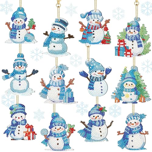 FYting 12 Stück Diamond Painting Weihnachten Anhänger,5D Diamant Painting Weihnachten,Diamond Painting Kinder SchlüSselanhänger, Geschenkanhänger, Fensterbehang (C) von FYting