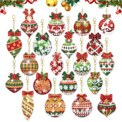 FYting 20 Stück Diamond Painting Schlüsselanhänger,5D Diamond Painting Anhänger,Diamond Painting Kinder,Diamond Painting SchlüSselanhänger, Geschenkanhänger, Fensterbehang von FYting