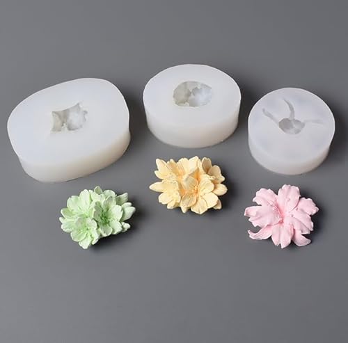 FYting Silikonformen Gießformen,3 Stück Gießformen Silikon 3D,Gießform Allium,Lily Sakura Kerze Silikonform für Parfümkerzen, Aromatherapie, Dekoration, DIY Handwerks Geschenk(Weiß) von FYting