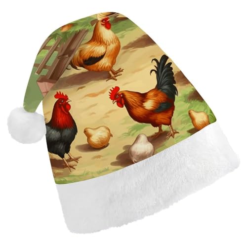 FZMTLDS Weihnachtsmütze, Brathähnchen, Bauernhof, Weihnachtsmannmütze, Erwachsene, Weihnachtsmannmütze für Weihnachtsfeier FZMTLDS Weihnachtsmütze, Brathähnchen, Bauernhof, Weihnachtsmannmütze, Erwachsene, Weihnachtsmannmütze für Weihnachtsfeier von FZMTLDS