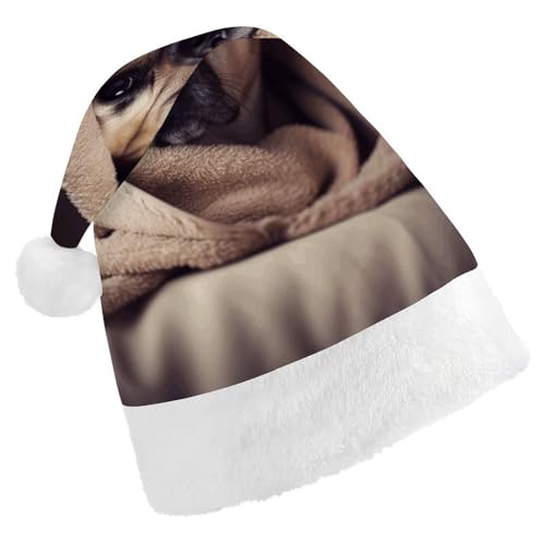 FZMTLDS Weihnachtsmütze, Hund in einer Decke, Weihnachtsmannmütze, Erwachsene, Weihnachtsmütze, Weihnachtsmütze für Weihnachtsfeier FZMTLDS Weihnachtsmütze, Hund in einer Decke, Weihnachtsmannmütze, Erwachsene, Weihnachtsmütze, Weihnachtsmütze für Weihnachtsfeier von FZMTLDS