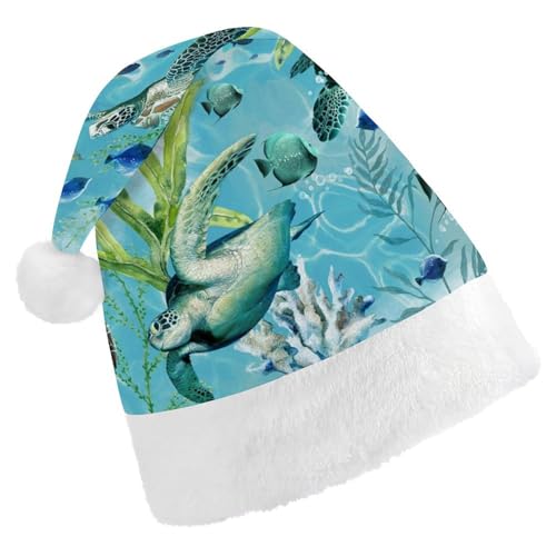 FZMTLDS Weihnachtsmütze, Meeresschildkröte, blaue Weihnachtsmannmütze, Erwachsene, Weihnachtsmütze, Weihnachtsmütze für Weihnachtsfeier FZMTLDS Weihnachtsmütze, Meeresschildkröte, blaue Weihnachtsmannmütze, Erwachsene, Weihnachtsmütze, Weihnachtsmütze für Weihnachtsfeier von FZMTLDS