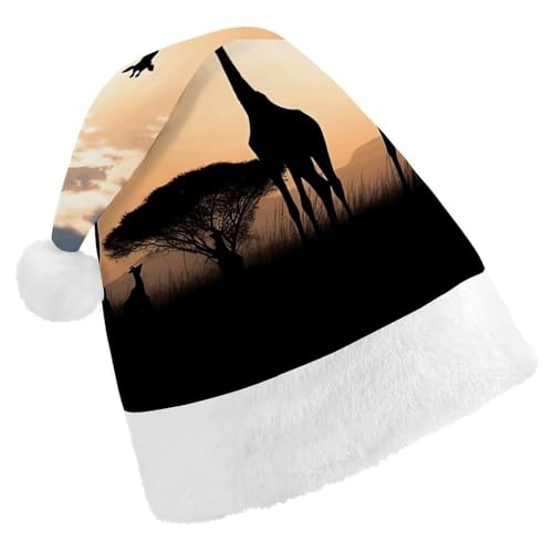 FZMTLDS Weihnachtsmütze, Silhouette von Giraffen auf Gras, Weihnachtsmannmütze, Erwachsene, Weihnachtsmütze, Weihnachtsmütze für Weihnachtsfeier FZMTLDS Weihnachtsmütze, Silhouette von Giraffen auf Gras, Weihnachtsmannmütze, Erwachsene, Weihnachtsmütze, Weihnachtsmütze für Weihnachtsfeier von FZMTLDS