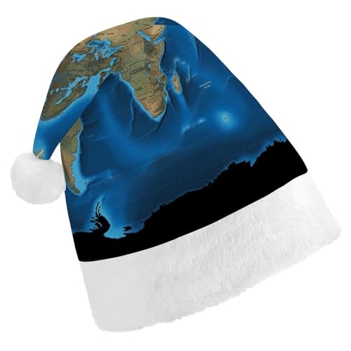 FZMTLDS Weihnachtsmütze, Weltkarte, Weihnachtsmannmütze, Erwachsene, Weihnachtsmütze, Weihnachtsmütze für Weihnachtsfeier FZMTLDS Weihnachtsmütze, Weltkarte, Weihnachtsmannmütze, Erwachsene, Weihnachtsmütze, Weihnachtsmütze für Weihnachtsfeier von FZMTLDS
