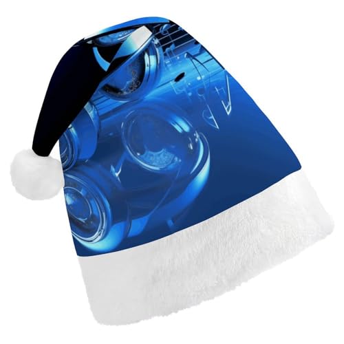 FZMTLDS Weihnachtsmütze, blaue Musik, Weihnachtsmannmütze, Erwachsene, Weihnachtsmütze, Weihnachtsmütze für Weihnachtsfeier FZMTLDS Weihnachtsmütze, blaue Musik, Weihnachtsmannmütze, Erwachsene, Weihnachtsmütze, Weihnachtsmütze für Weihnachtsfeier von FZMTLDS