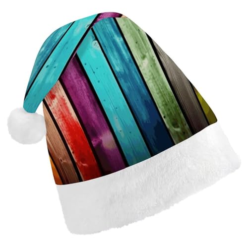 FZMTLDS Weihnachtsmütze, bunte Holzbretter, Weihnachtsmannmütze, Erwachsene, Weihnachtsmütze, Weihnachtsmütze für Weihnachtsfeier FZMTLDS Weihnachtsmütze, bunte Holzbretter, Weihnachtsmannmütze, Erwachsene, Weihnachtsmütze, Weihnachtsmütze für Weihnachtsfeier von FZMTLDS