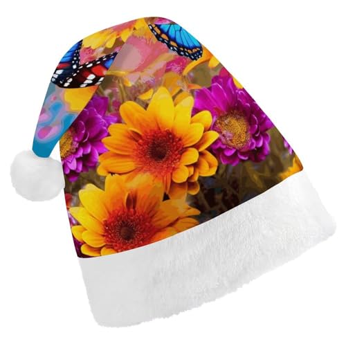 FZMTLDS Weihnachtsmütze, bunte Schmetterlings-Blume, Weihnachtsmannmütze, Erwachsene, Weihnachtsmütze, Weihnachtsmütze für Weihnachtsfeier FZMTLDS Weihnachtsmütze, bunte Schmetterlings-Blume, Weihnachtsmannmütze, Erwachsene, Weihnachtsmütze, Weihnachtsmütze für Weihnachtsfeier von FZMTLDS