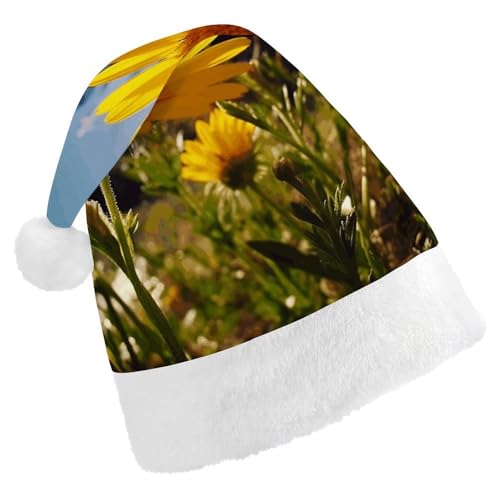 FZMTLDS Weihnachtsmütze, gelbe Blume unter der Sonne, Weihnachtsmannmütze, Erwachsene, Weihnachtsmütze, Weihnachtsmütze für Weihnachtsfeier FZMTLDS Weihnachtsmütze, gelbe Blume unter der Sonne, Weihnachtsmannmütze, Erwachsene, Weihnachtsmütze, Weihnachtsmütze für Weihnachtsfeier von FZMTLDS